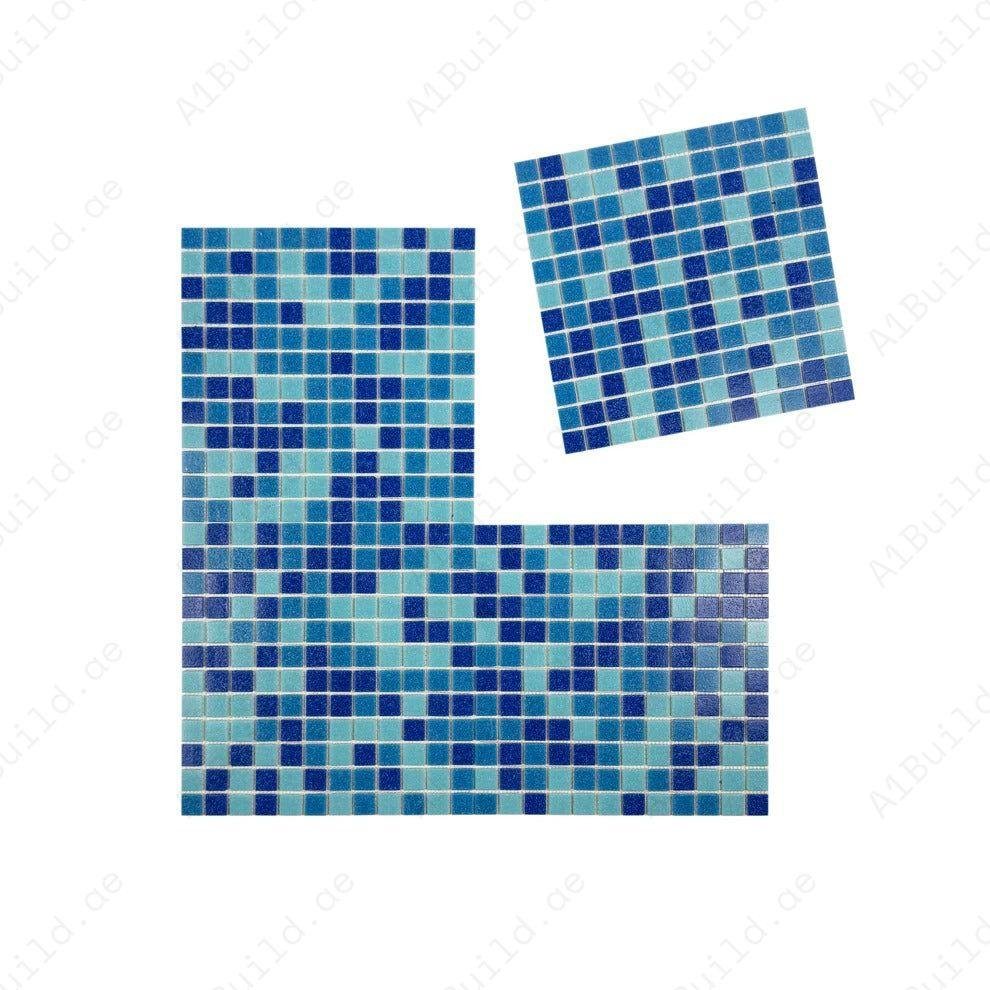 Serene Spectrum Series Sky Blue & French Blue & Navy Blue Mixed Hot Melt Glass Mosaic - Image 2