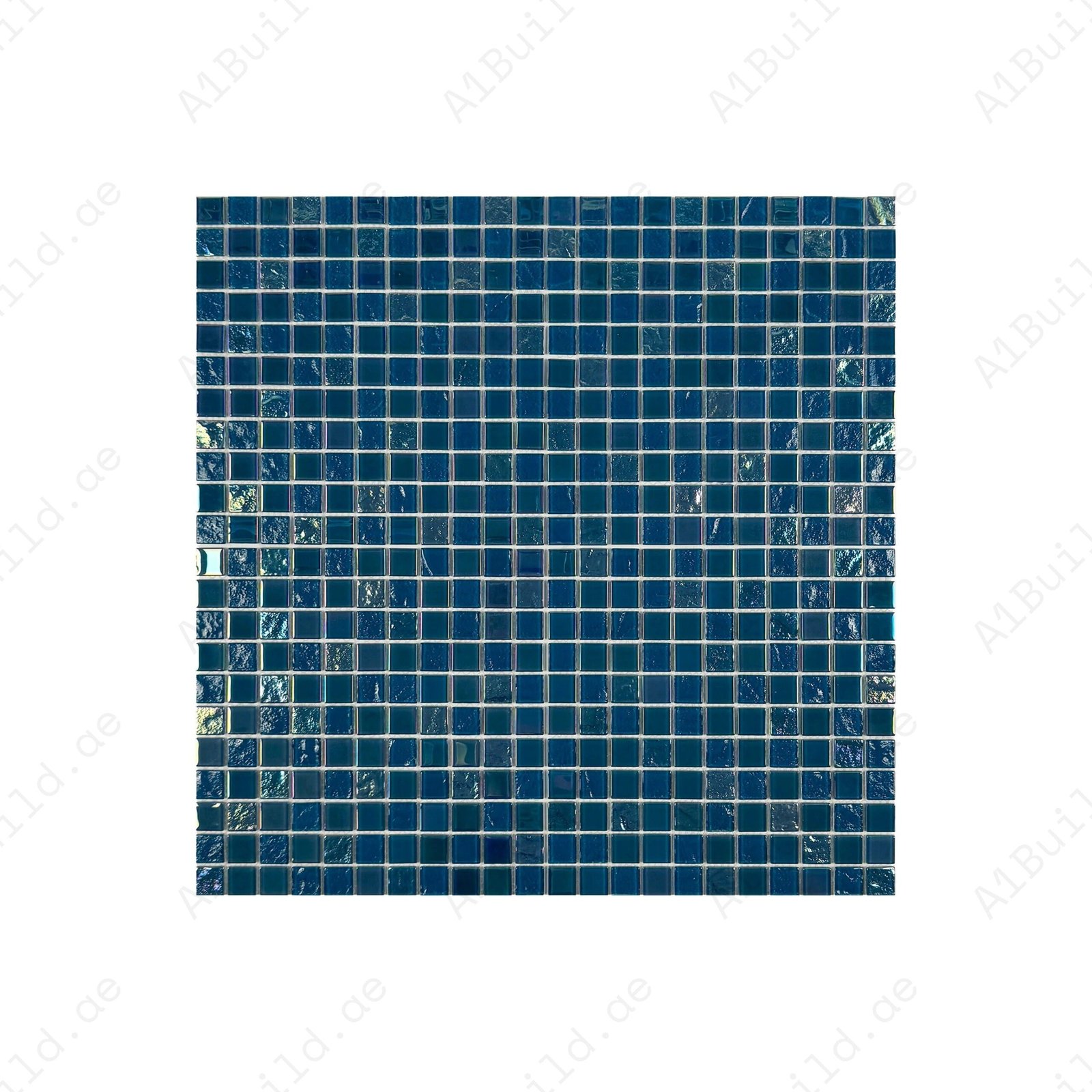 Crystal Cascade Pine Green & Sapphire Blue Iridescent Glass Mosaic