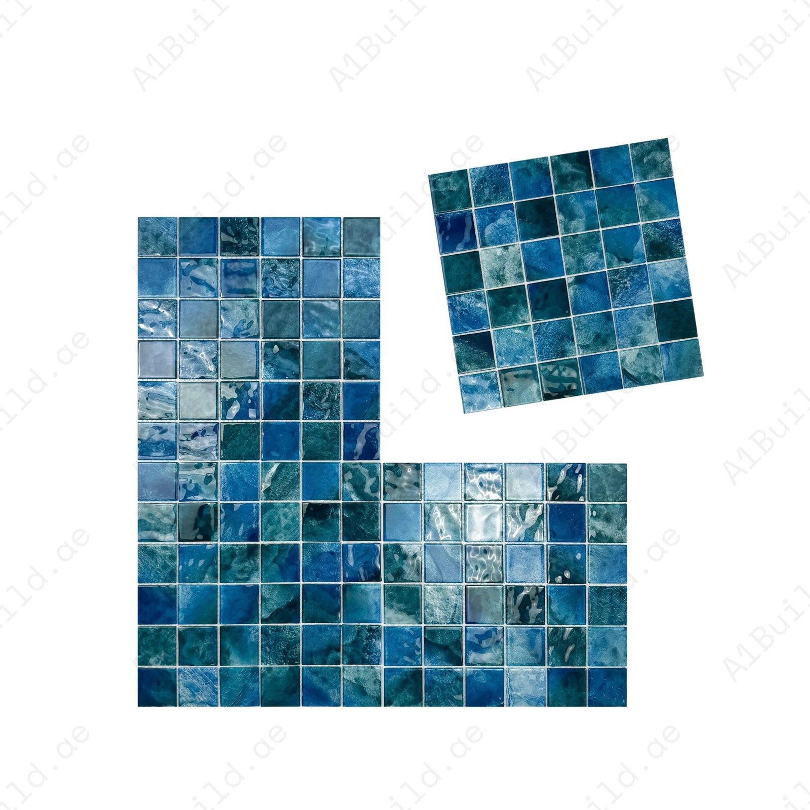 Marble Mirage Series Cyan Blue & Sky Blue & Tiffany Blue Mixed Marble Transparent Texture Crystal Glass Mosaic - Image 2