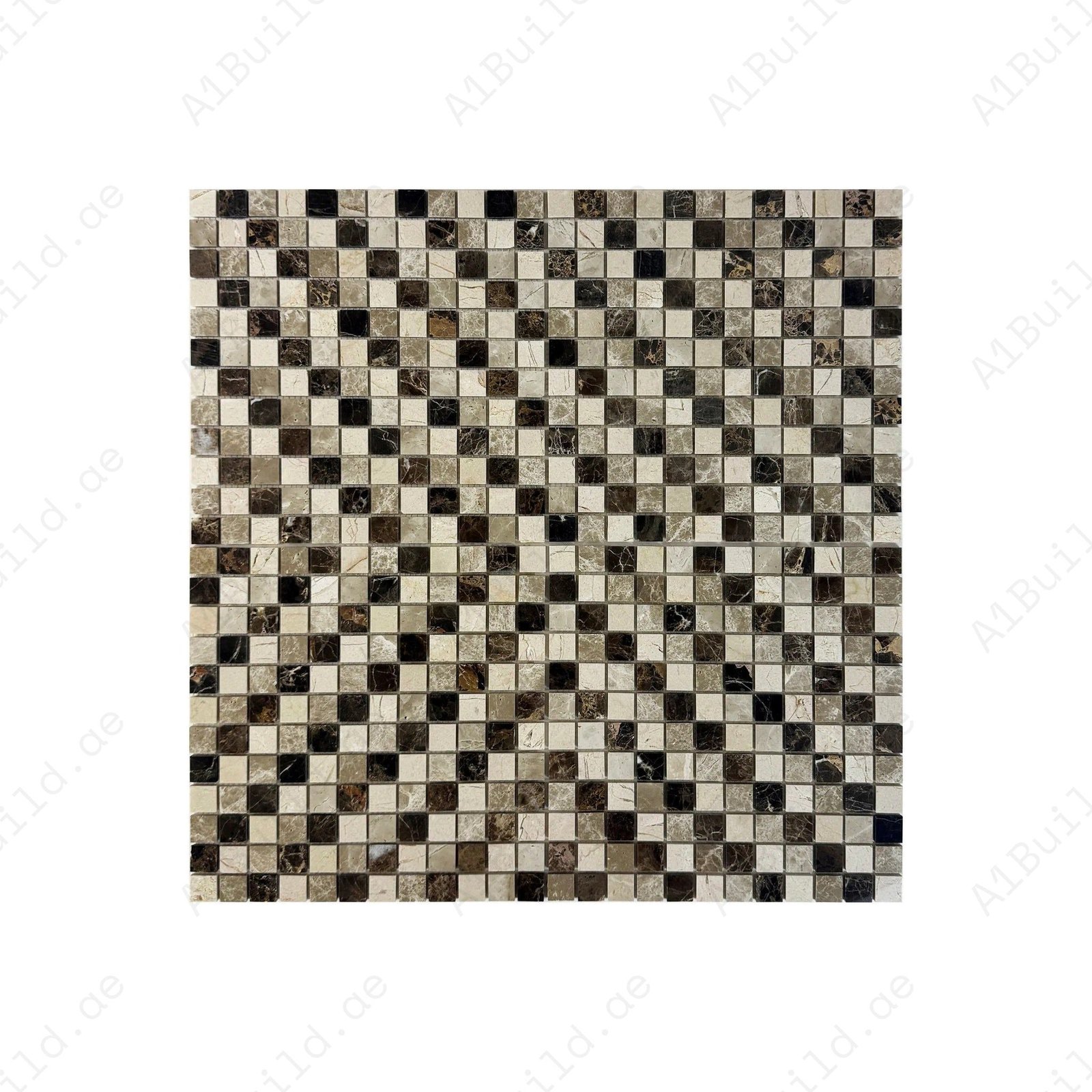 Palace Royale Series Dark Emperador & Cream Marfil Polished Sapcing Pattern Square Marble Mosaic