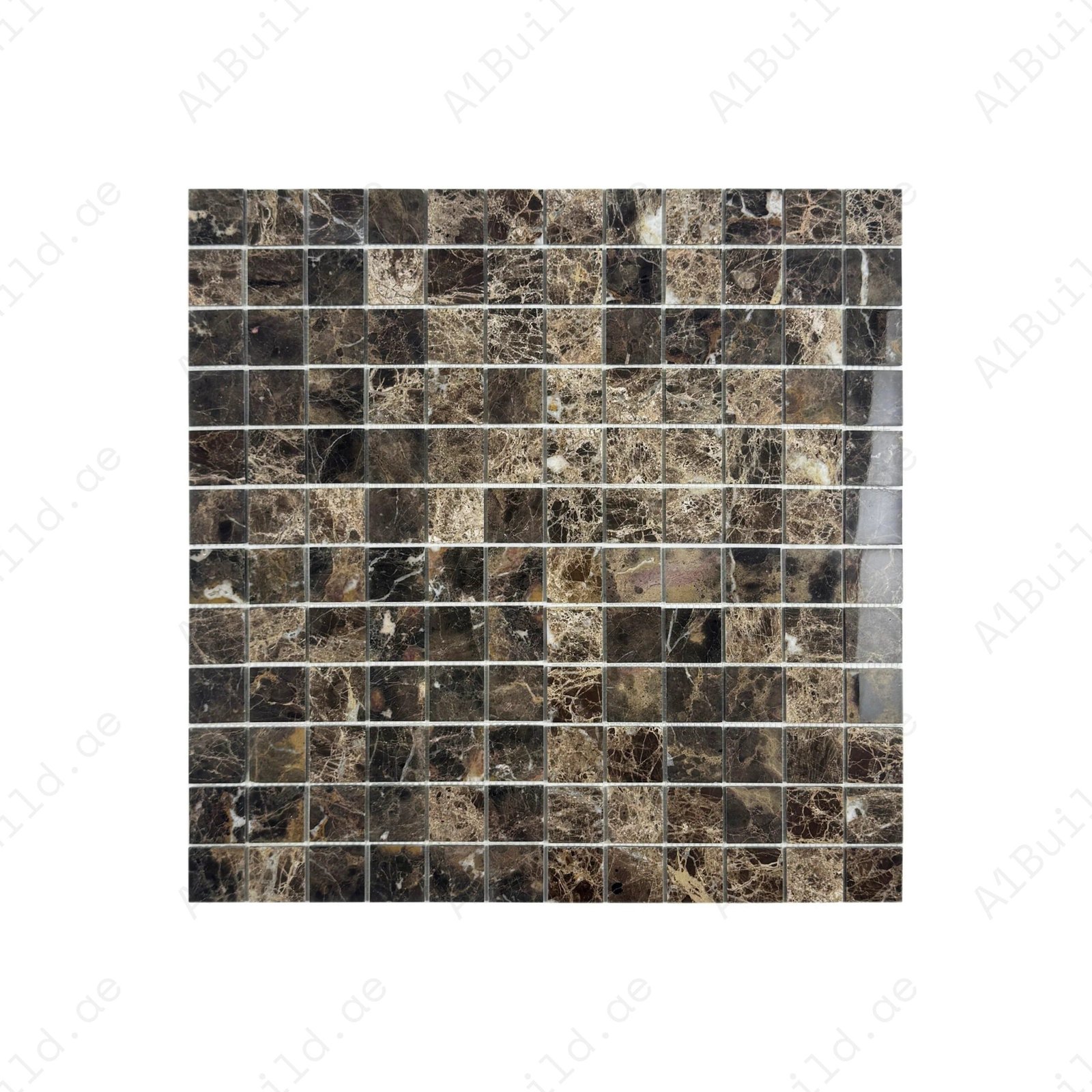 Palace Royale Series Dark Emperador Polished Square Marble Mosaic