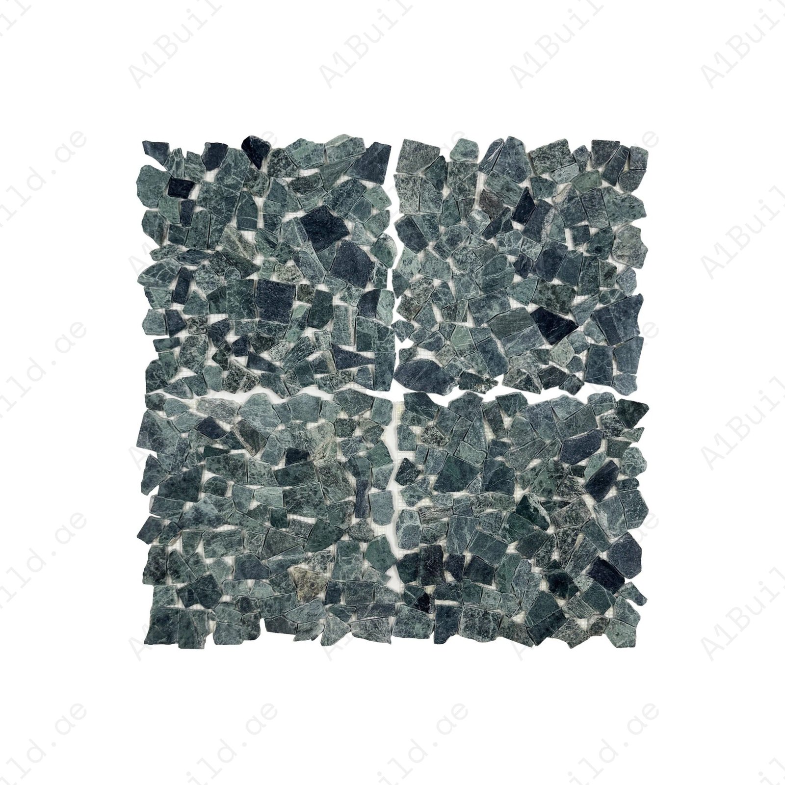 Marble Reverie Series Dark Green Honed Irregular Shape Marble Mosaic