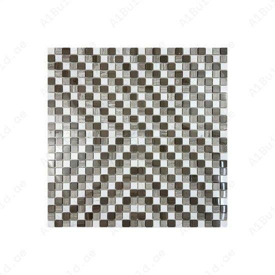 Palace Royale Series Dark Emperador & Light Emperador & Cream Marfil Mixed Polished Regular Pattern Square Marble Mosaic