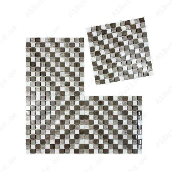 Palace Royale Series Dark Emperador & Light Emperador & Cream Marfil Mixed Polished Regular Pattern Square Marble Mosaic - Image 2