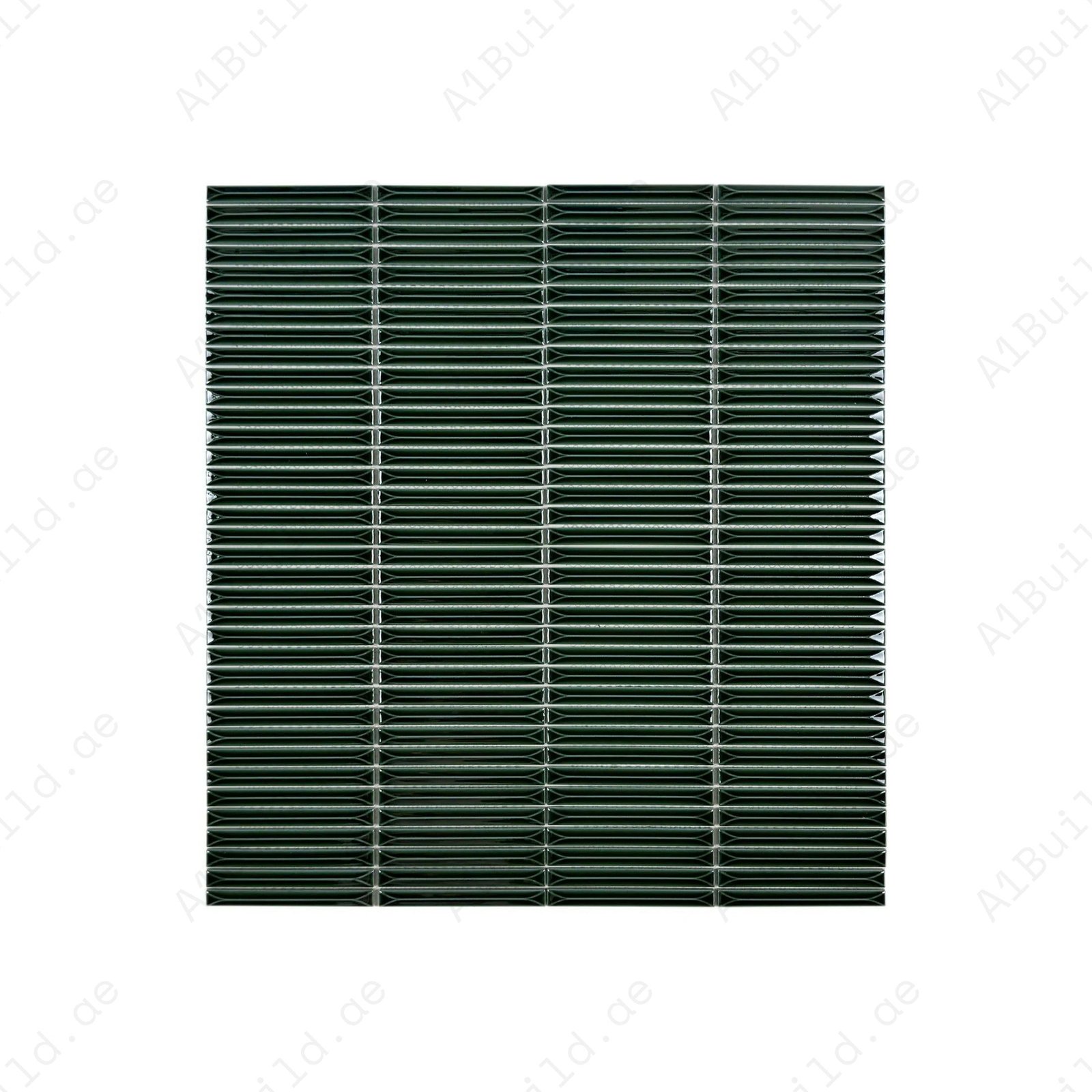 Sicilian Luxury Series Deep Forest Green Elongated Beveled Rectangular Shape Glossy Porcelain Mosaic