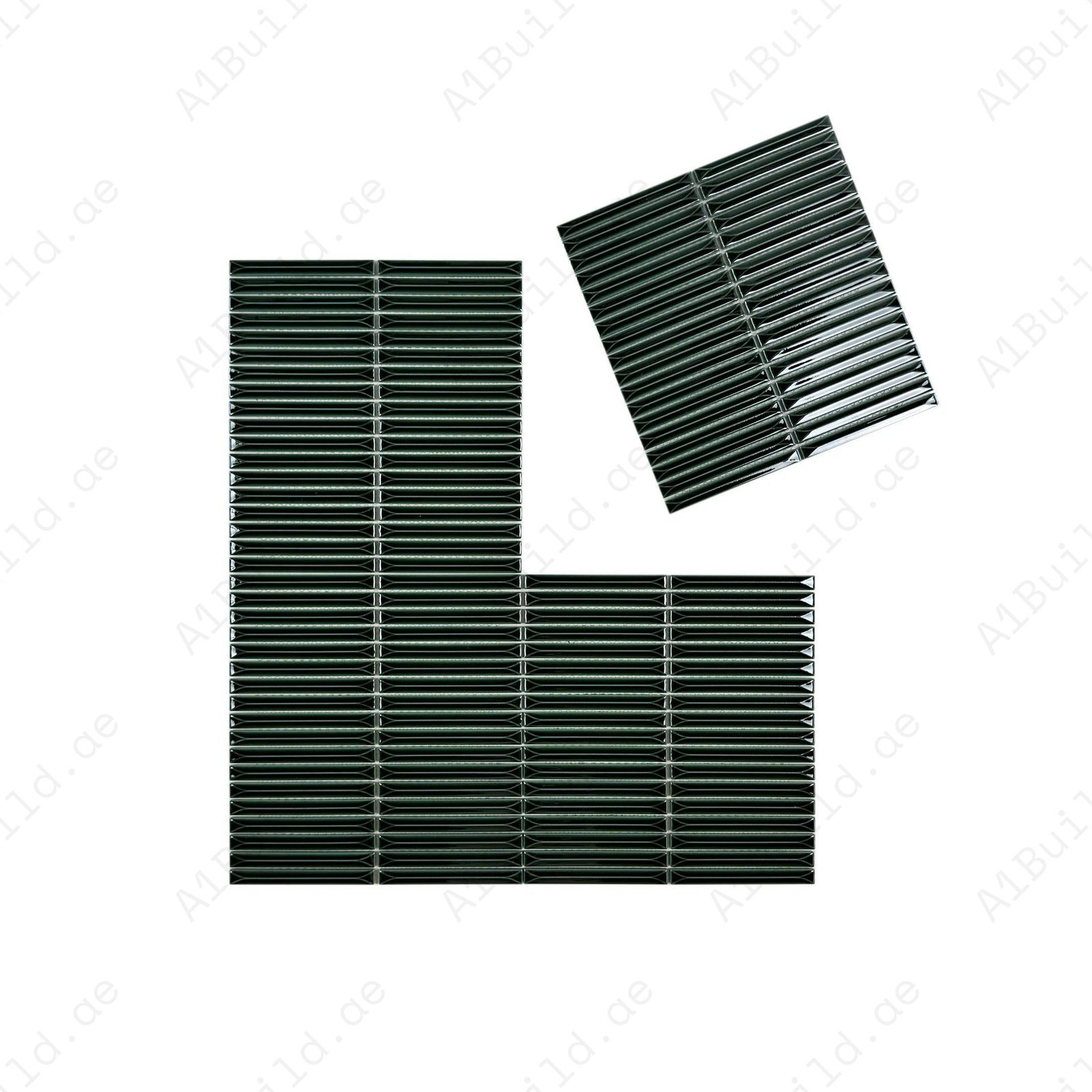 Sicilian Luxury Series Deep Forest Green Elongated Beveled Rectangular Shape Glossy Porcelain Mosaic - Image 2