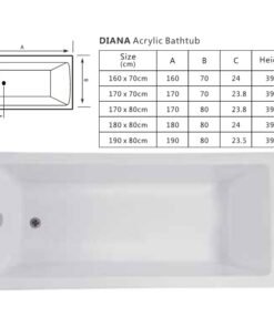 Alternative view of Diana acrylic bathtub perfect fit for your space 160cm and 170cm options