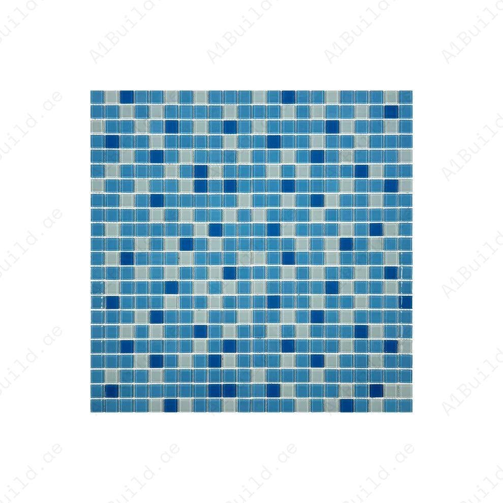 White & Baby Blue & Cobalt Blue Mixed Crystal Glass Mosaic