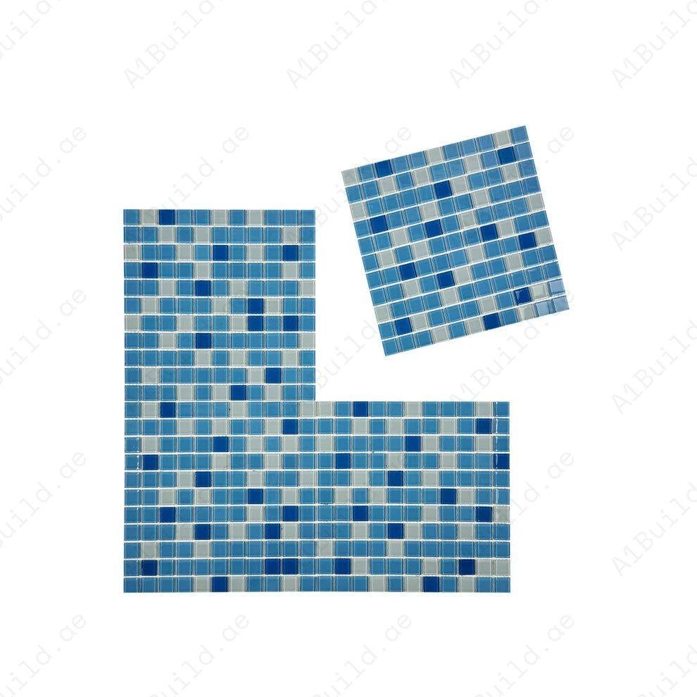 White & Baby Blue & Cobalt Blue Mixed Crystal Glass Mosaic - Image 2