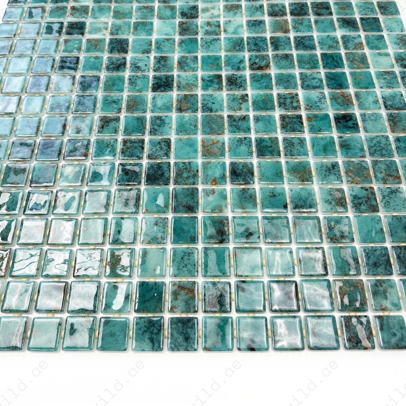 Spanish Mosaic Series Emerald Green Recycled Glass Mosaic - Image 2