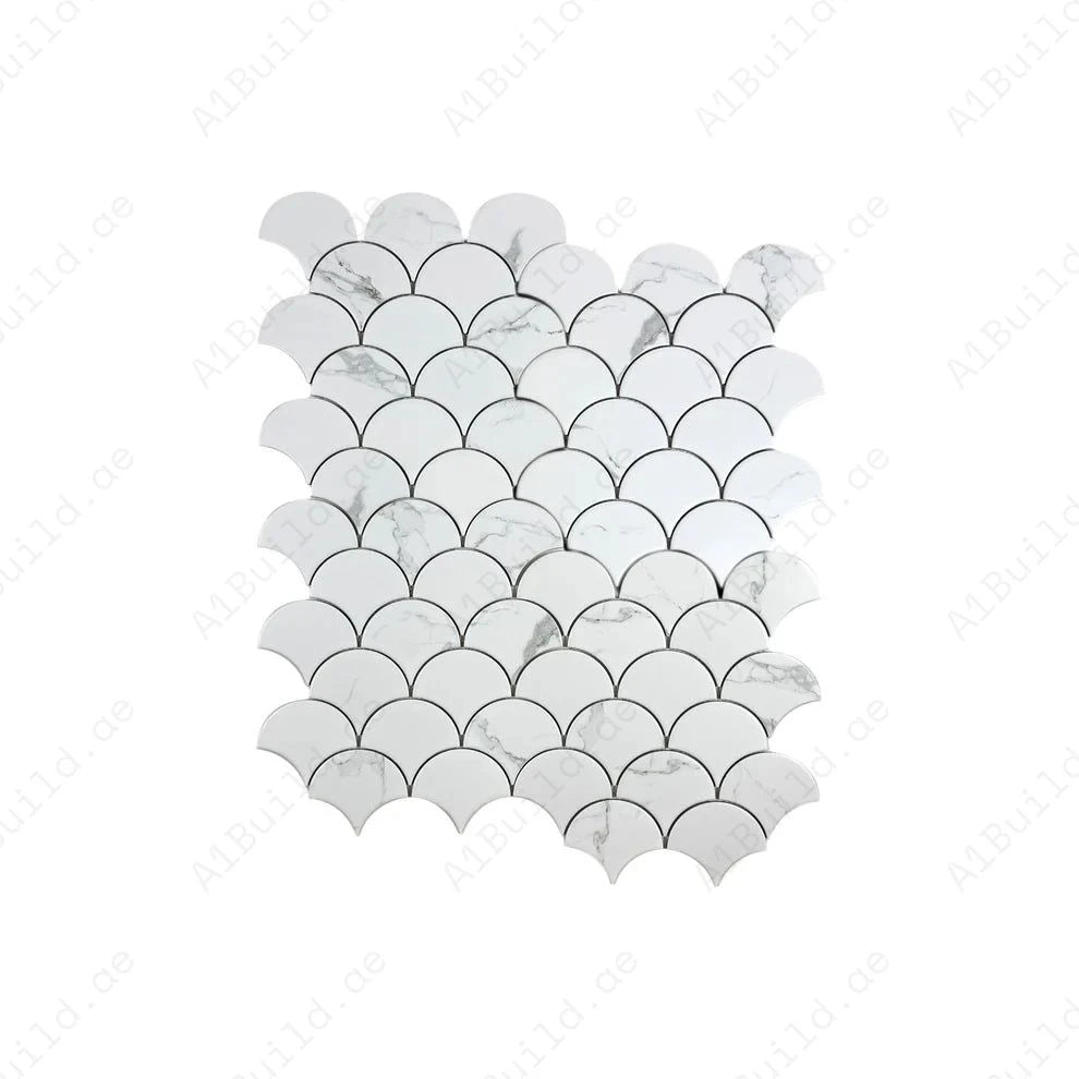 Carrara Lumina Series Carrara White Fan Shape Porcelain Mosaic