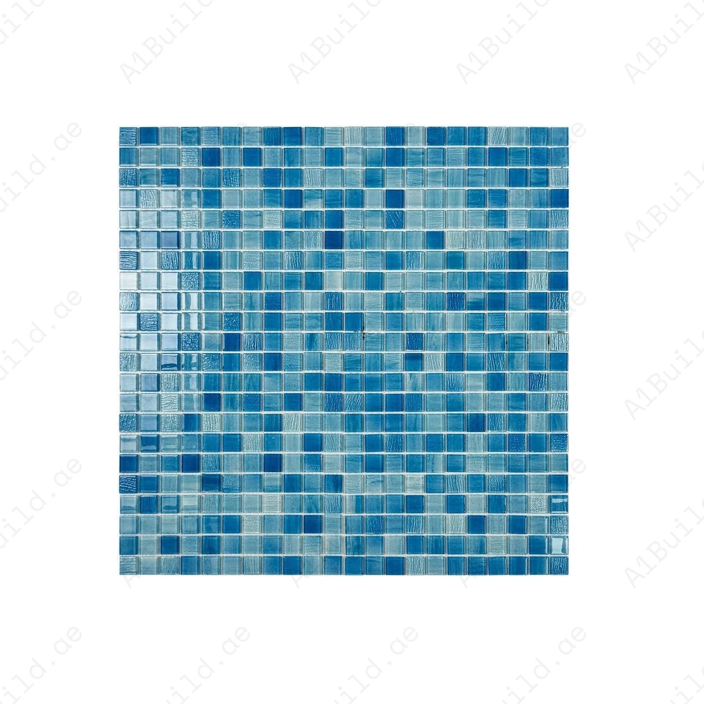 Noble Haven Light Blue & baby Blue & French Blue Mixed Cloud Hand-Drown Crystal Glass Mosaic