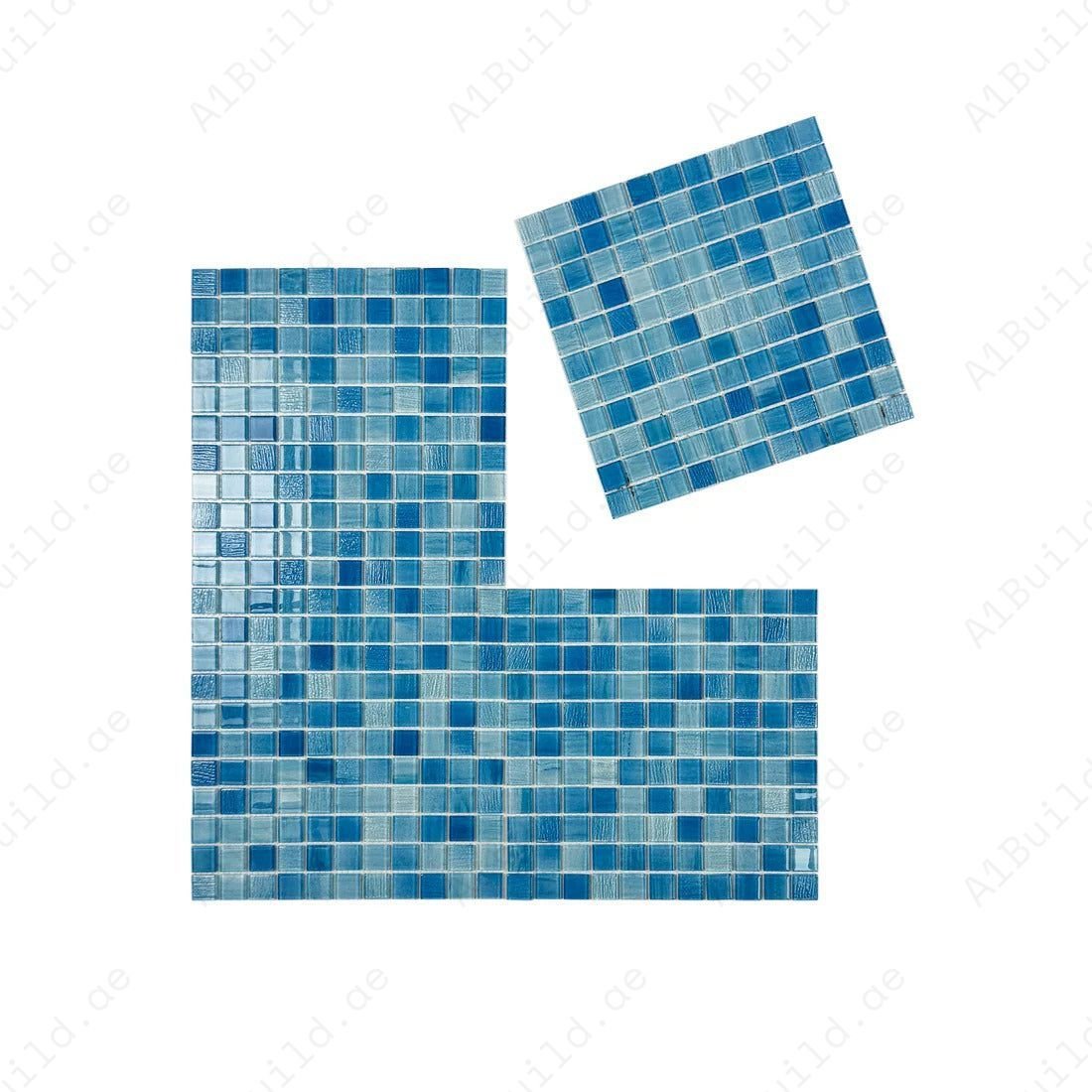 Noble Haven Light Blue & baby Blue & French Blue Mixed Cloud Hand-Drown Crystal Glass Mosaic - Image 2