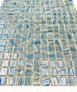 Alternative view of Spanish Mosaic Series White & Royal Blue & Baby Blue Shinny Streaks And Swirls Texture Recycled Glass Mosaic