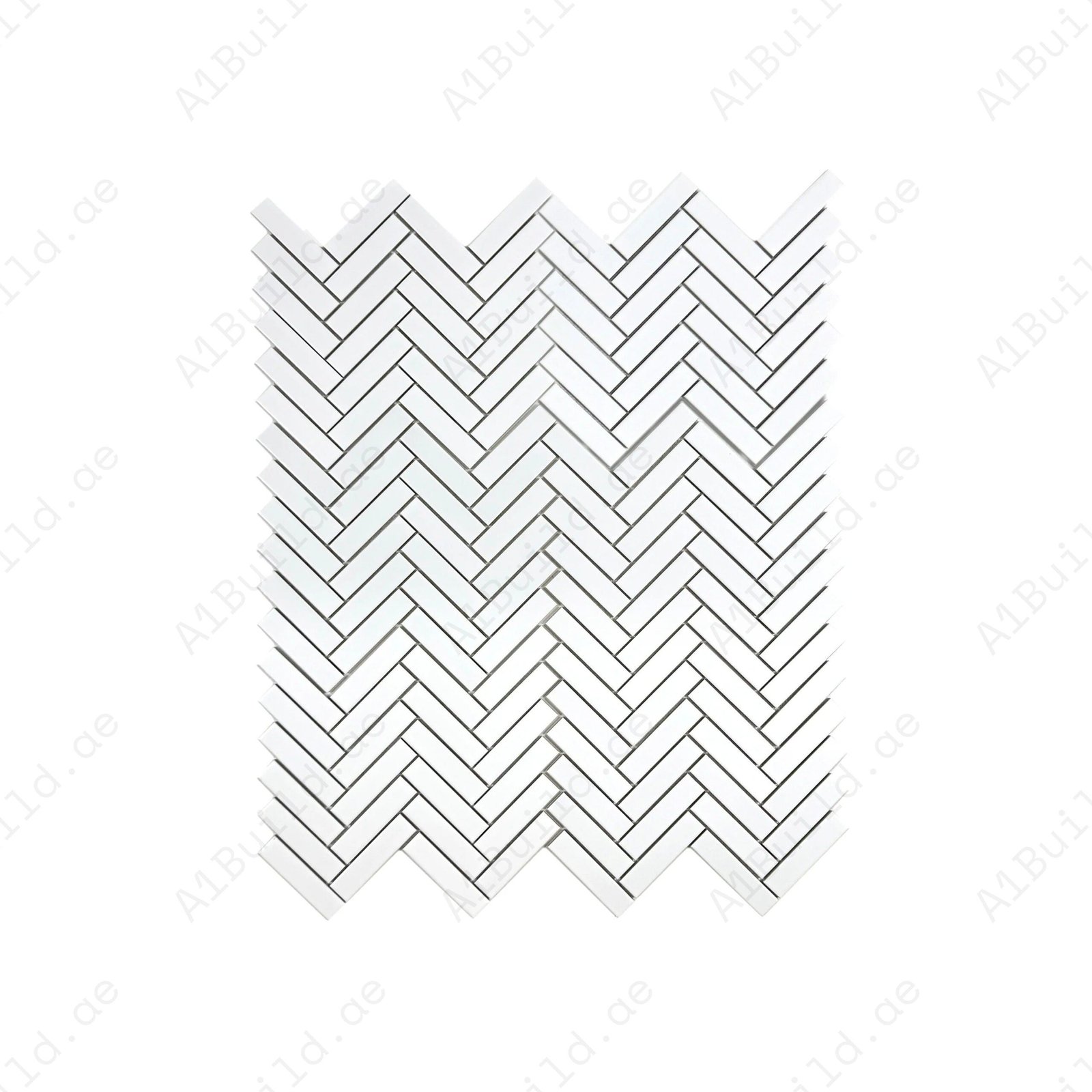 Carrara Lumina Series Pure White Herringbone Porcelain Mosaic