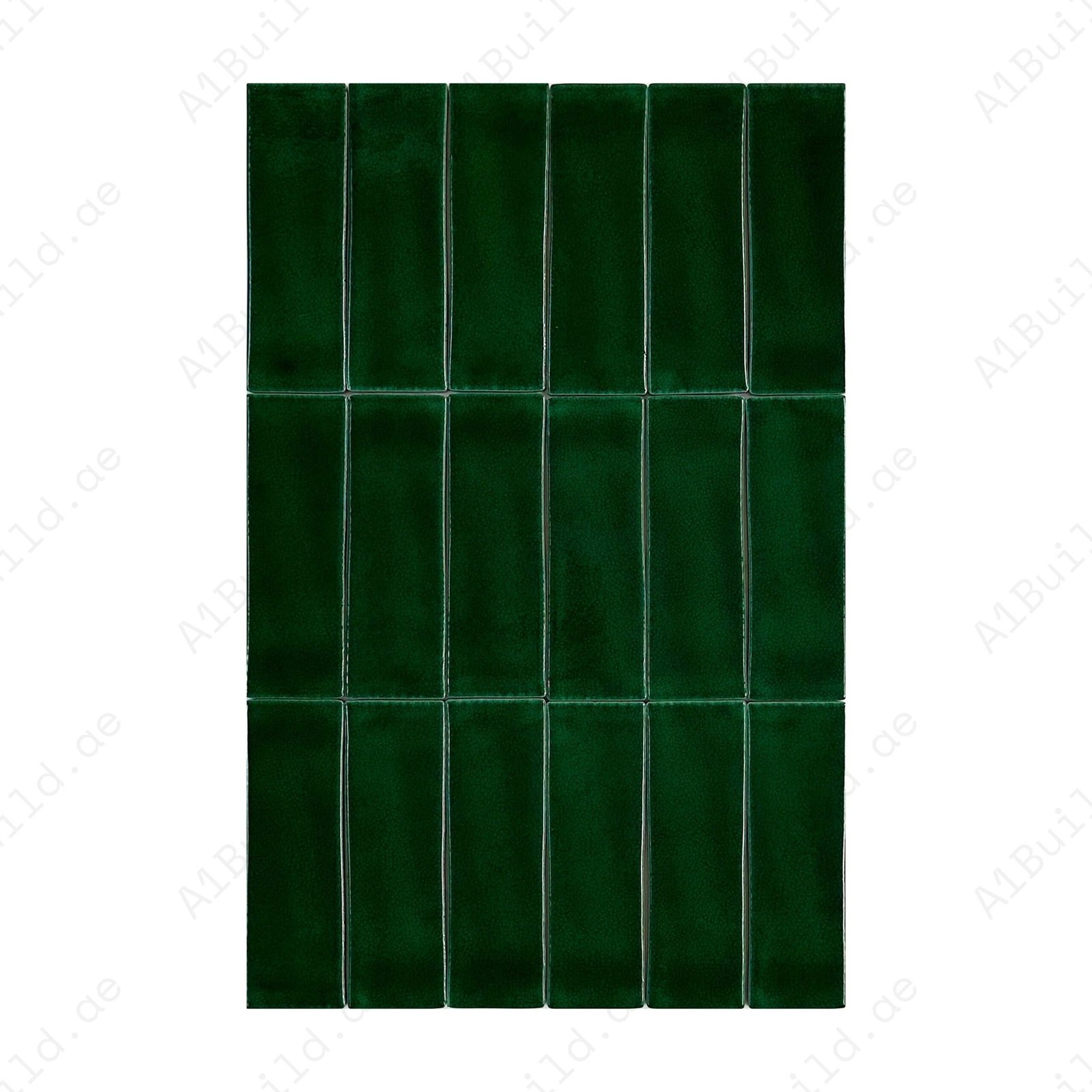 Dark Green Glossy Crackle Porcelain Artisanal Tile