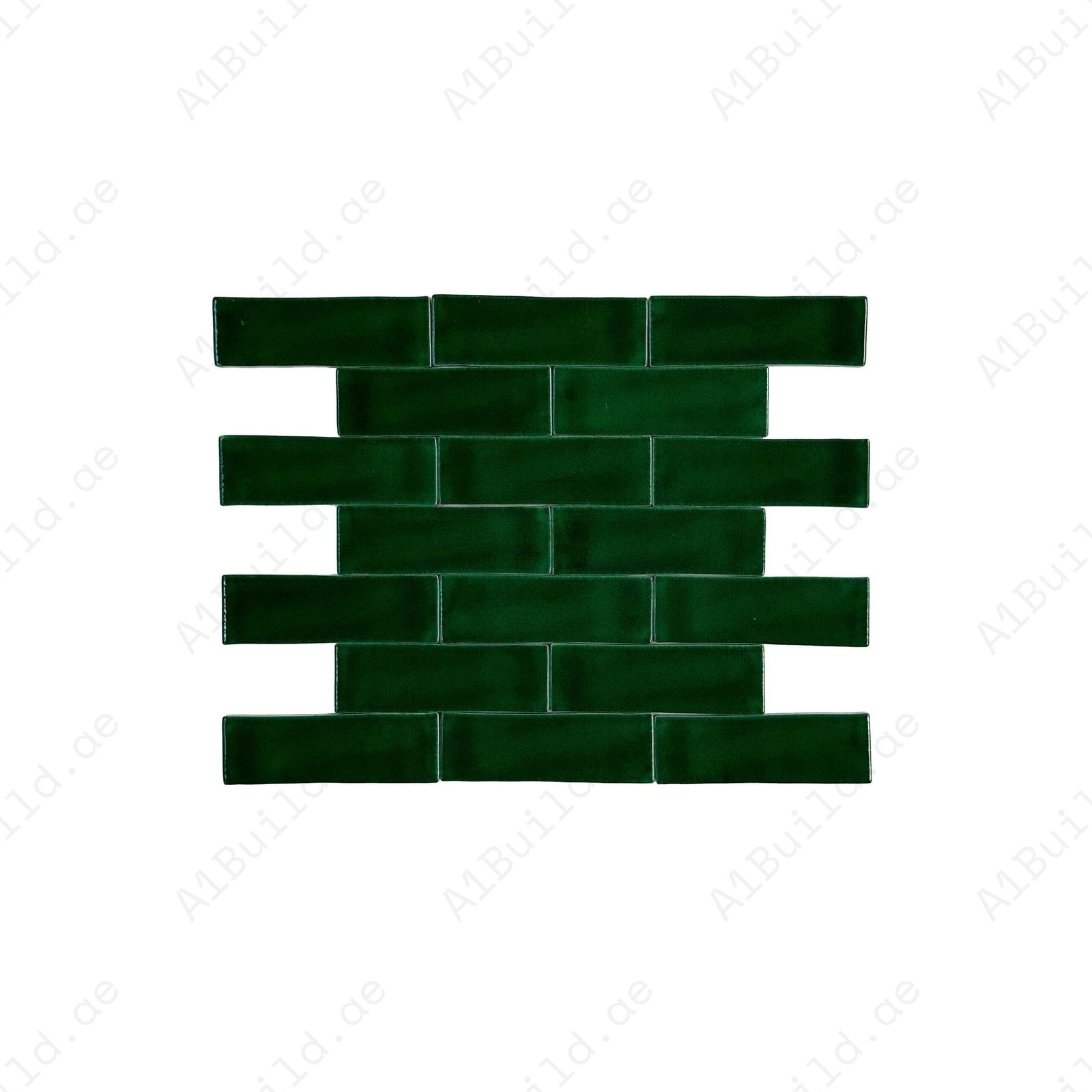 Dark Green Glossy Crackle Porcelain Artisanal Tile - Image 2