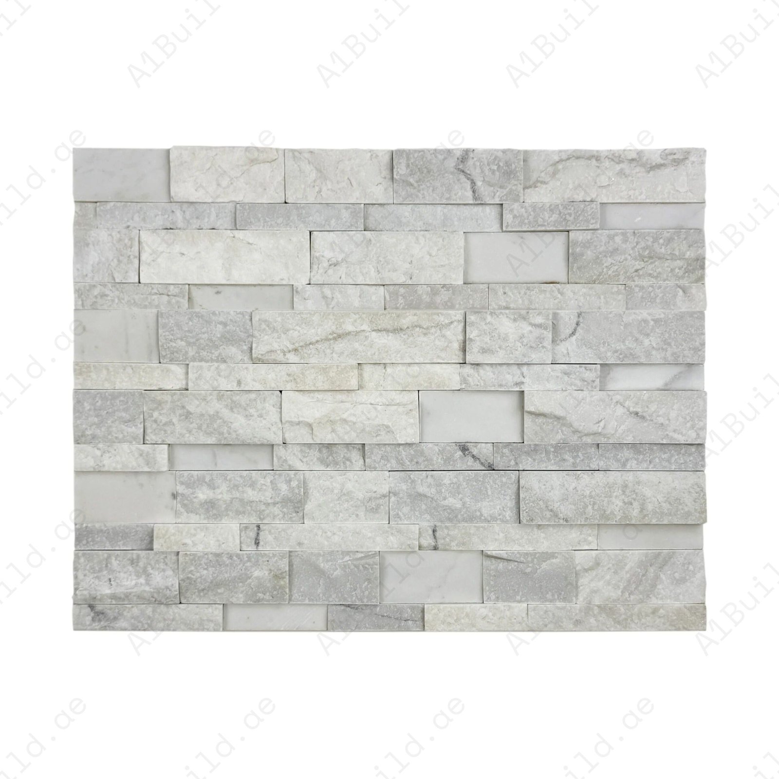 Luxe Aura series Milky White Mixed Size Polish & Split Marble Wall Cladding