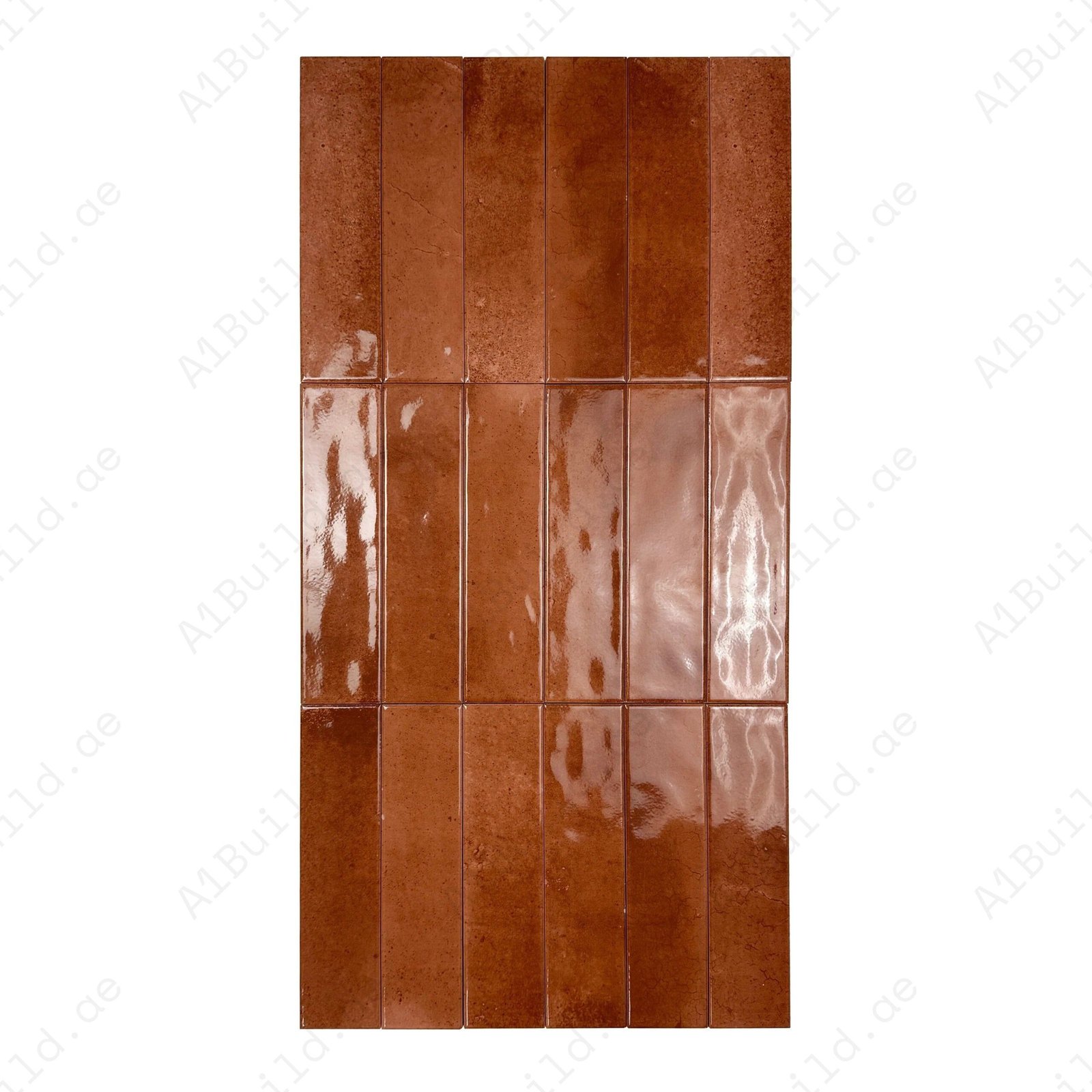 Lustre Vintage Cinnamon Brown Glossy Ceramic Artisanal Tile