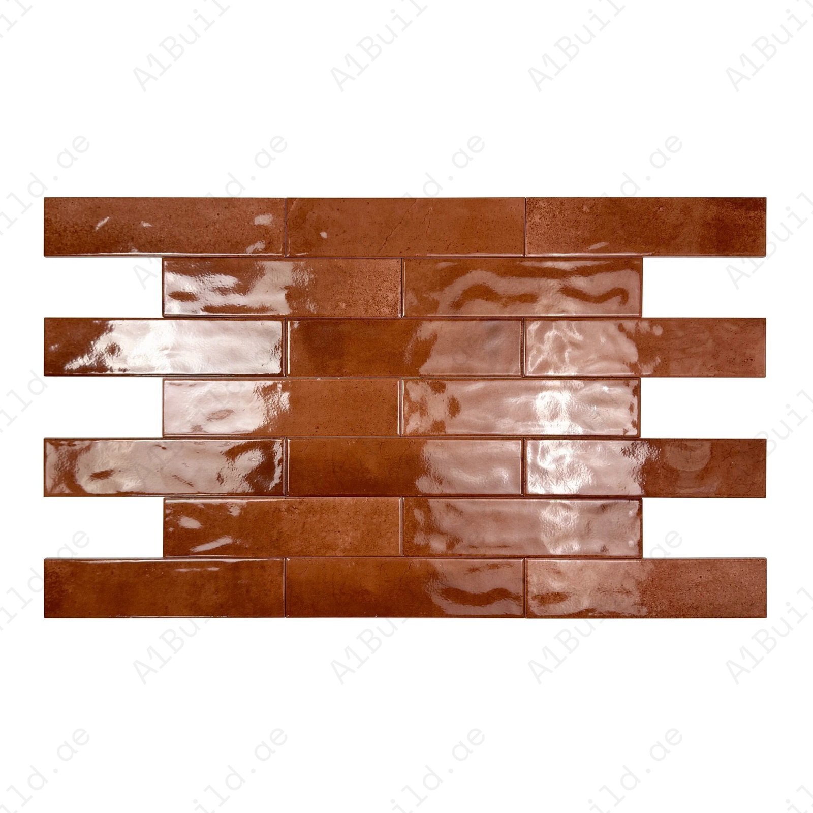 Lustre Vintage Cinnamon Brown Glossy Ceramic Artisanal Tile - Image 2
