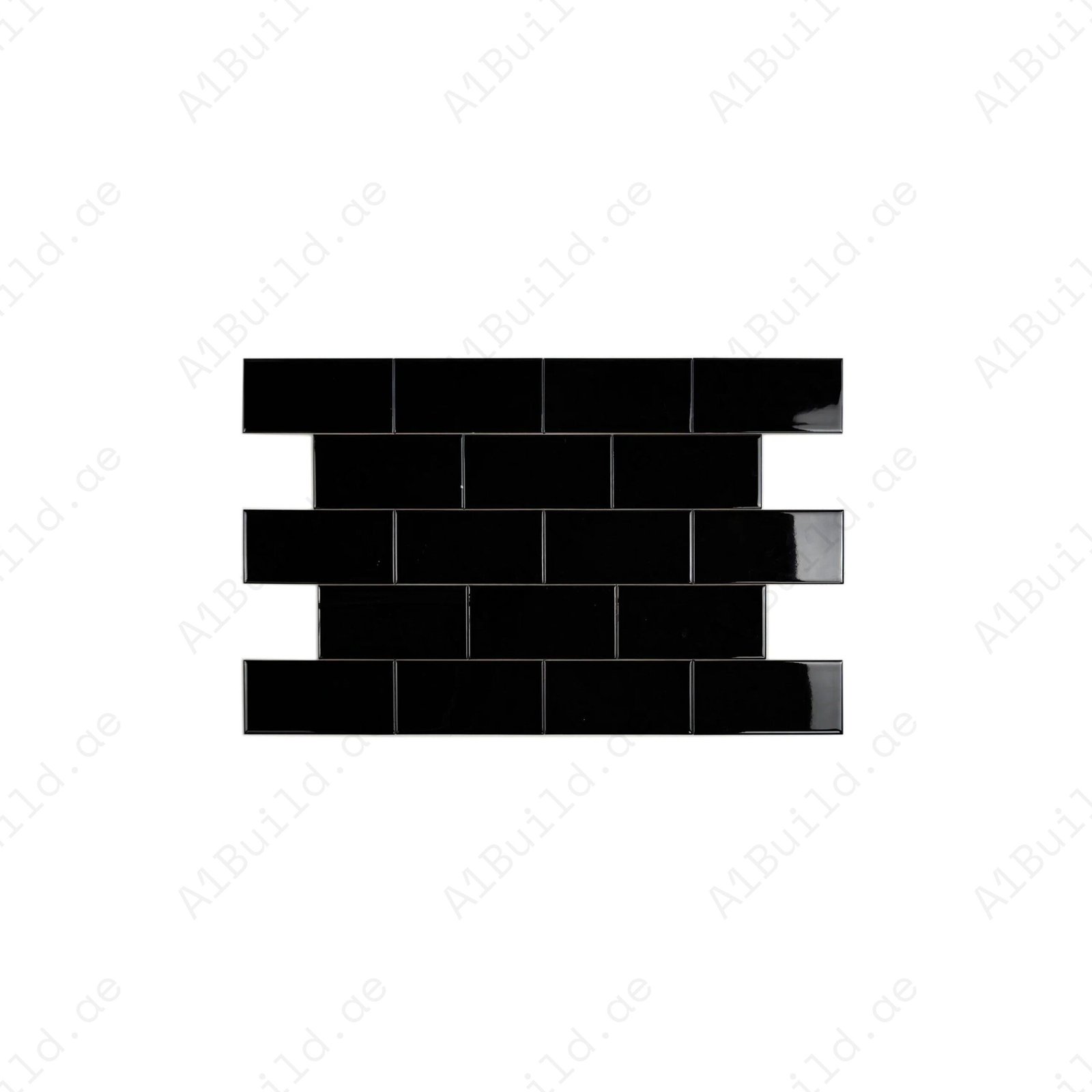 Urban Luxe Series Black Glossy Flat Ceramic Tile - Image 2