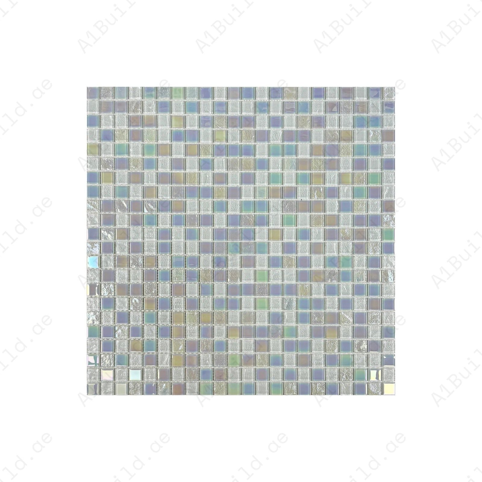 Crystal Cascade Collection White Iridescent Mixed Wave Pattern Crystal Glass Mosaic