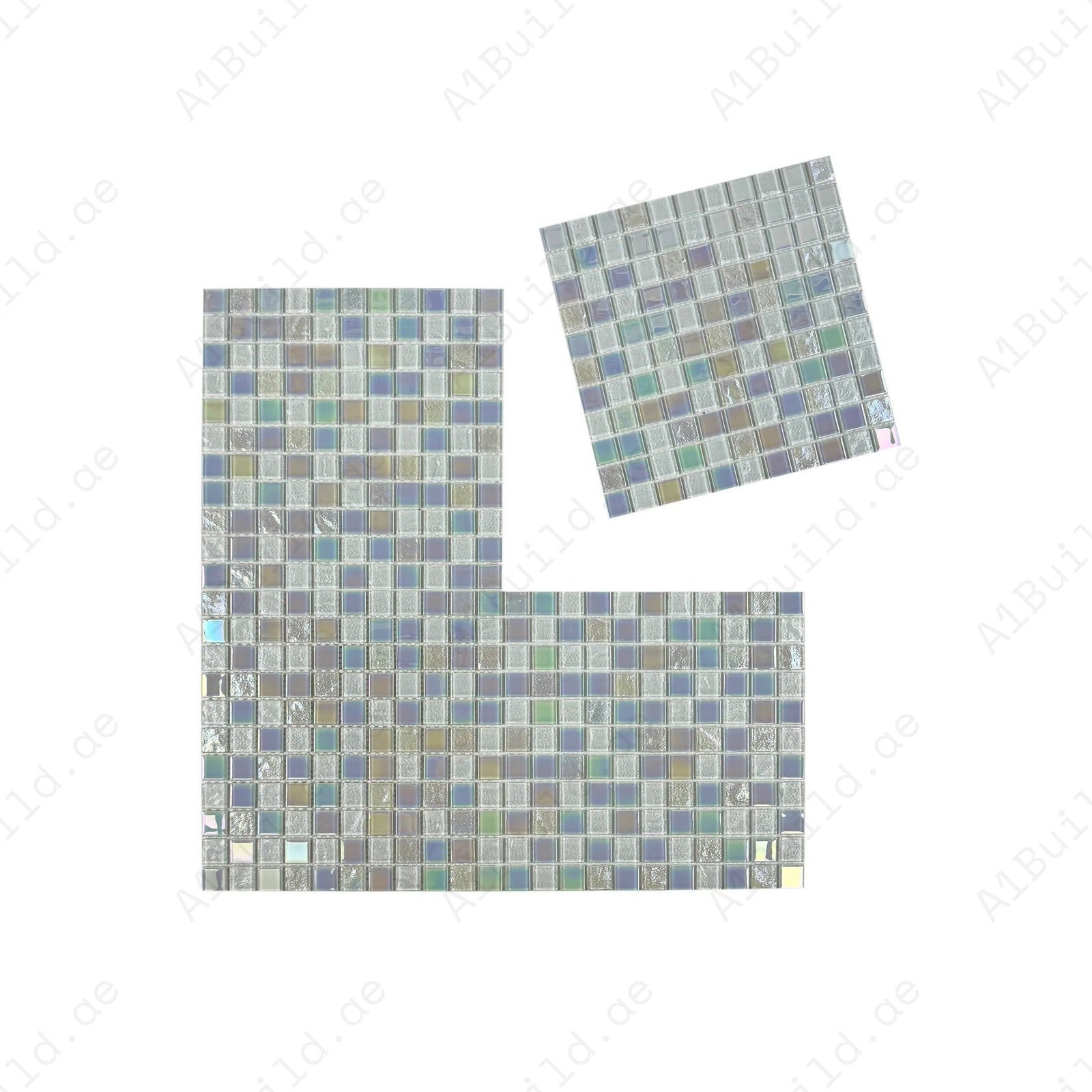 Crystal Cascade Collection White Iridescent Mixed Wave Pattern Crystal Glass Mosaic - Image 2