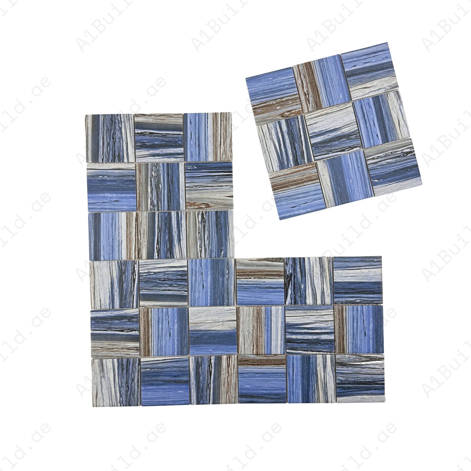Majestic Naturale Dark Blue & Milky White & Light Grey Mixed Stone Pattern Porcelain Mosaic - Image 2
