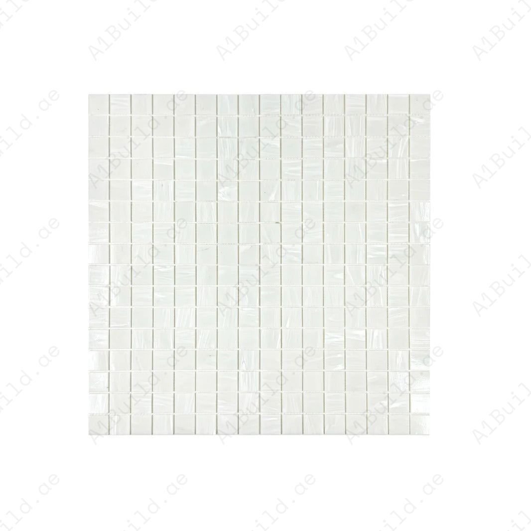 Glacial Artistry Series White Iridescent Hot Melt Glass Mosaic