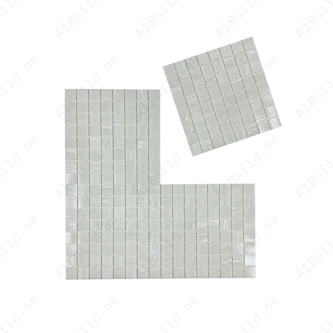 Glacial Artistry Series White Iridescent Hot Melt Glass Mosaic - Image 2