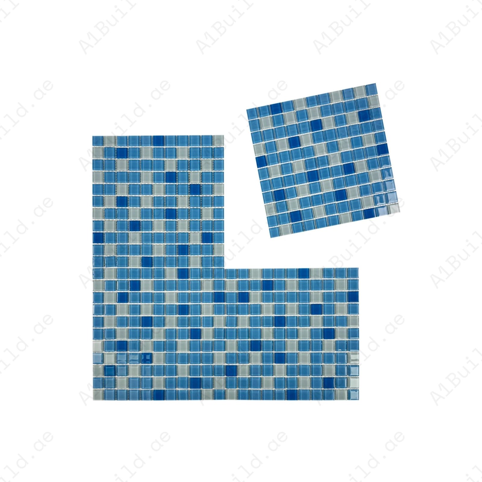 White & Sky Blue & French Blue Mixed Crystal Glass Mosaic - Image 2