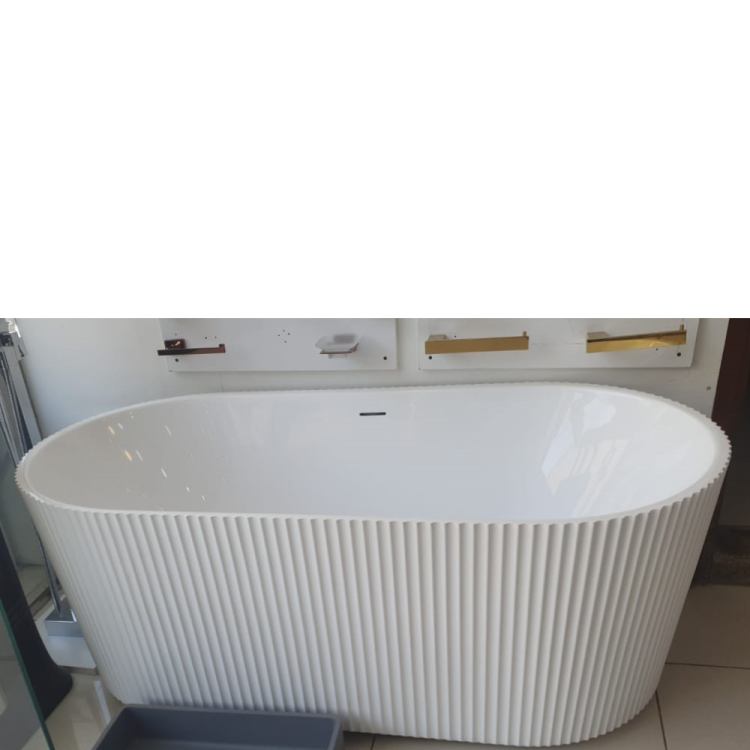 Freestanding glossy white acrylic modern bathtub - Image 2