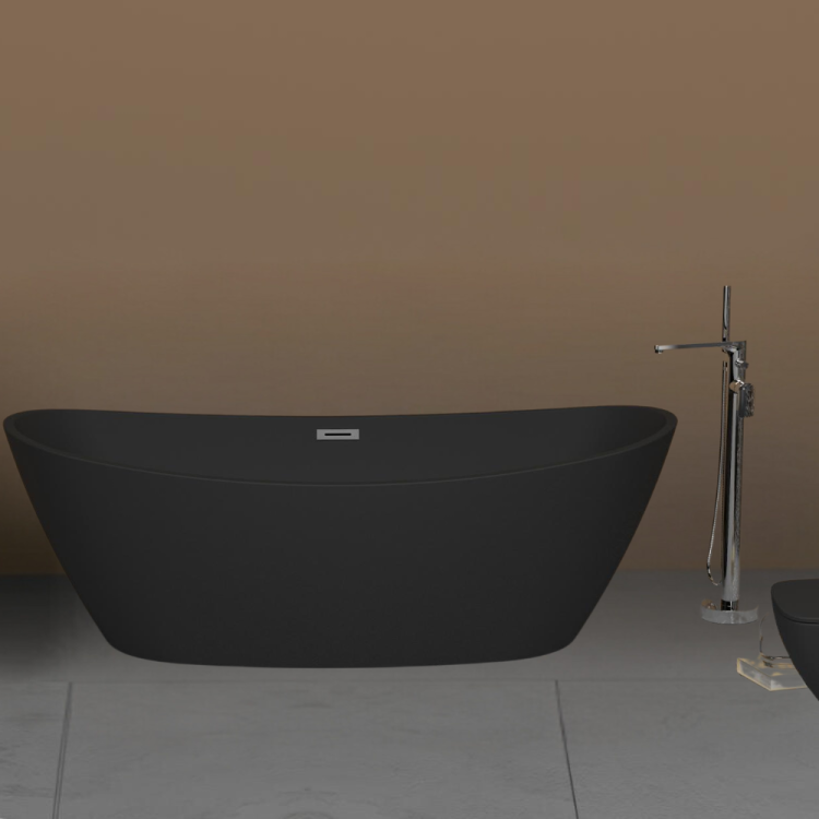 Full matte black acrylic free standing bathtub