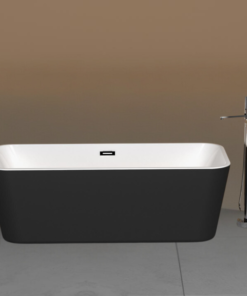 Matte black white acrylic free standing bathtub 180×75 cm