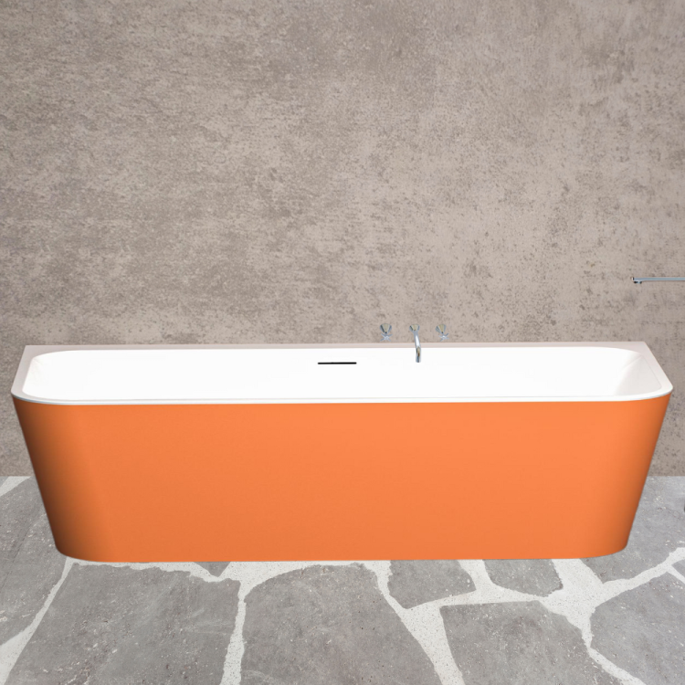 Matt orange white acrylic free standing bathtub 170×81 cm