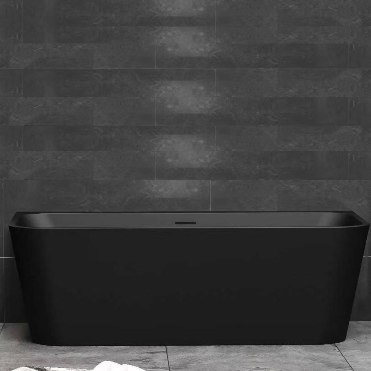 Freestanding matte black acrylic freestanding bathtub