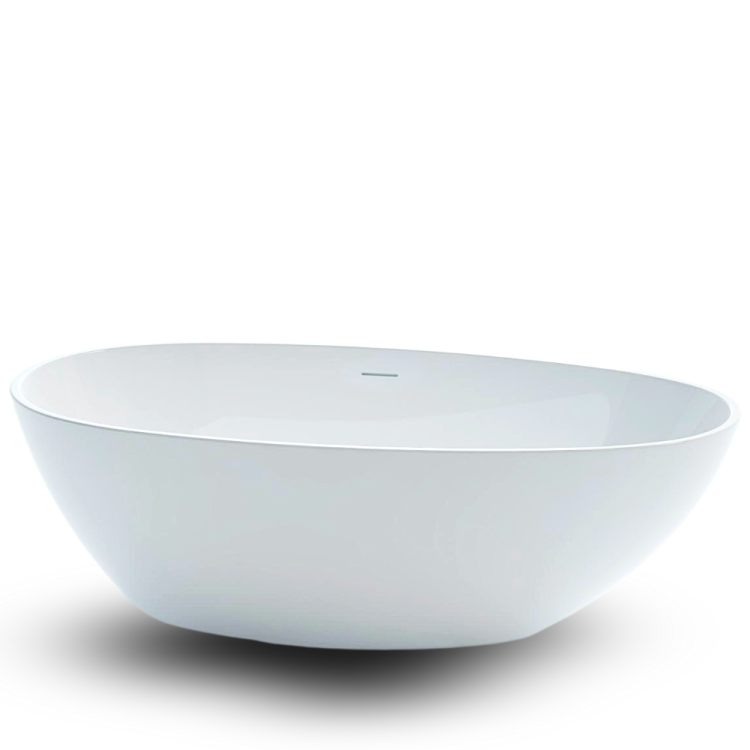 Freestanding glossy white acrylic modern bathtub