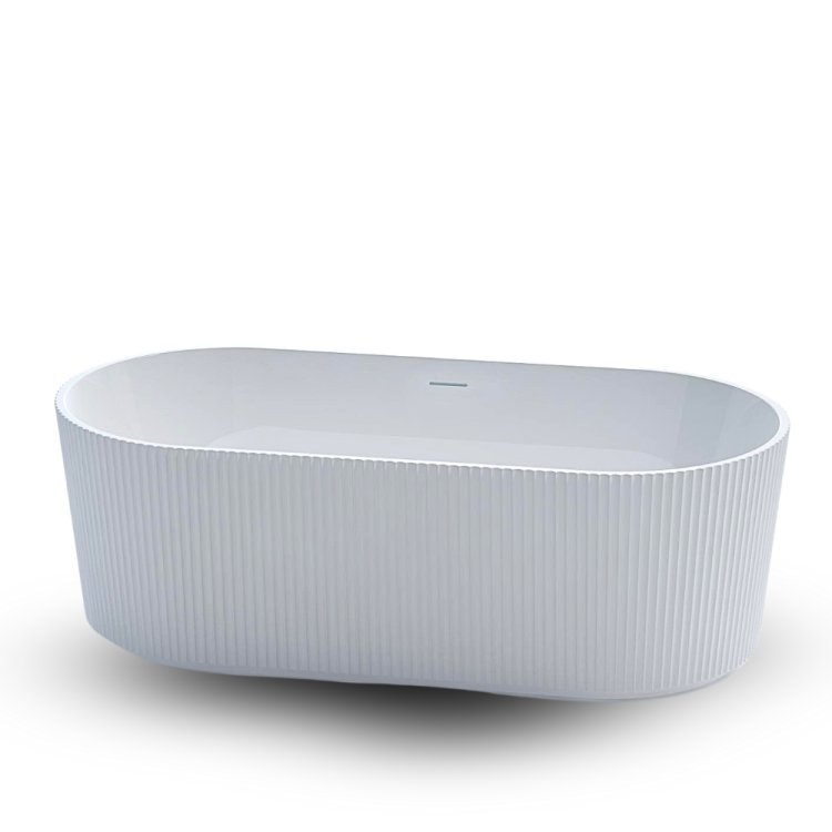 Freestanding glossy white acrylic modern bathtub