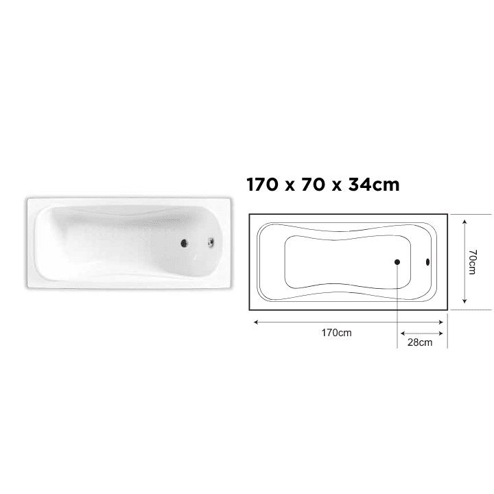 Abra acrylic bathtub – dive into the cosmos of comfort with 170x70x34cm dimensions for an out-of-this-world bathing experience - Image 2