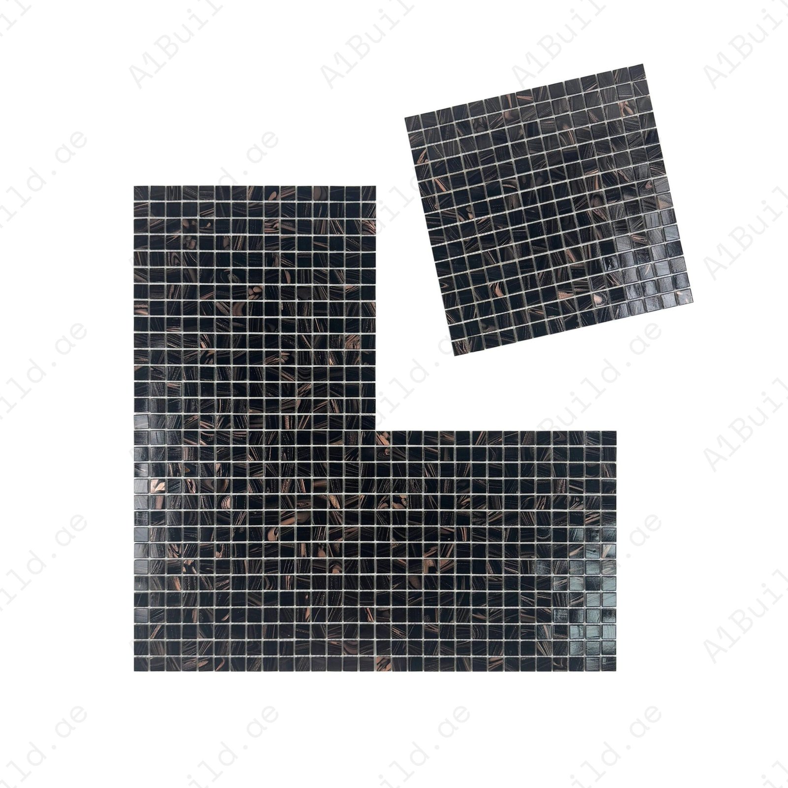 Glacial Artistry Series Brown With Gold Line Hot Melt Glass Mosaic - Image 2