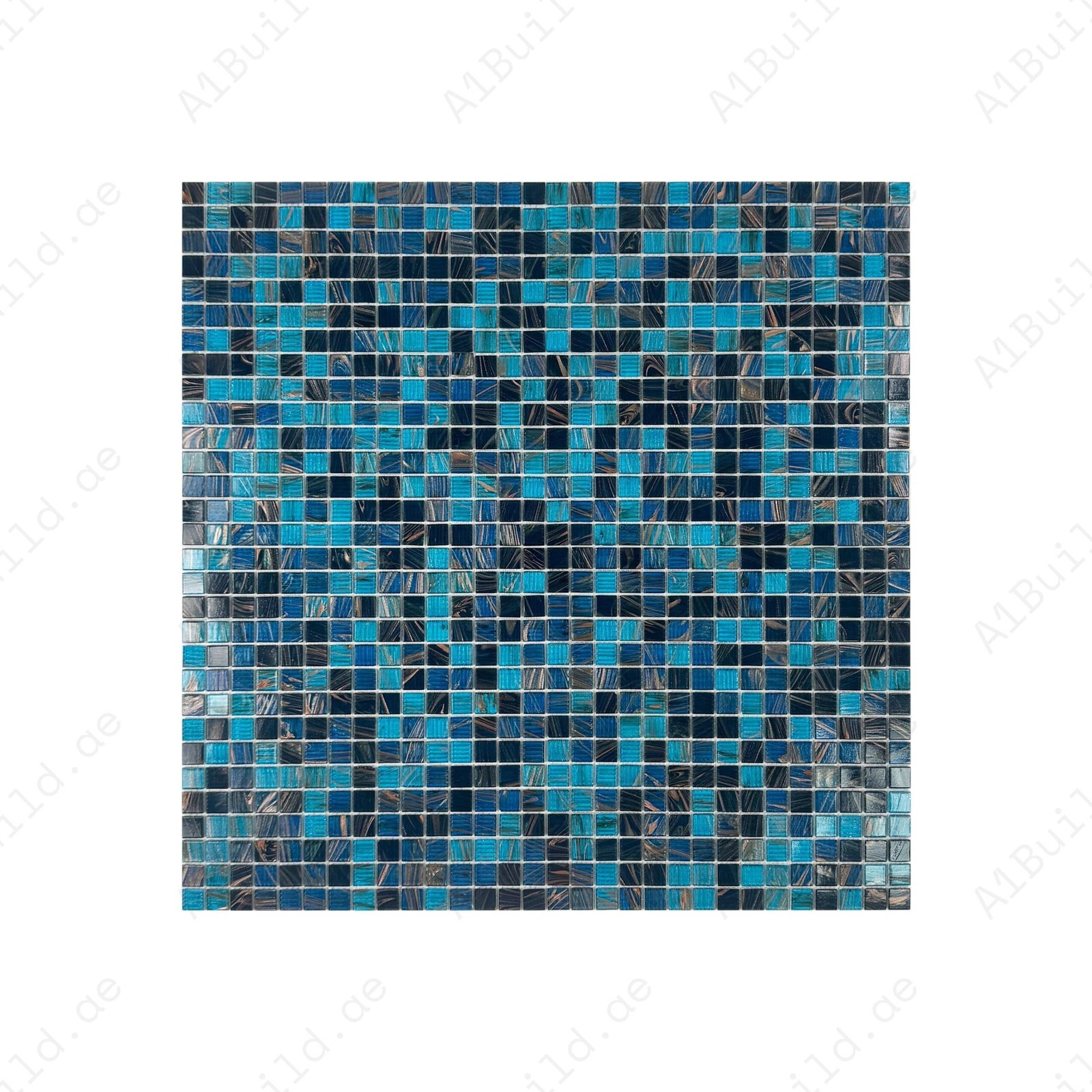 Glacial Artistry Series Cerulean Blue & Midnight Blue Mixed With Gold Line Hot Melt Glass Mosaic
