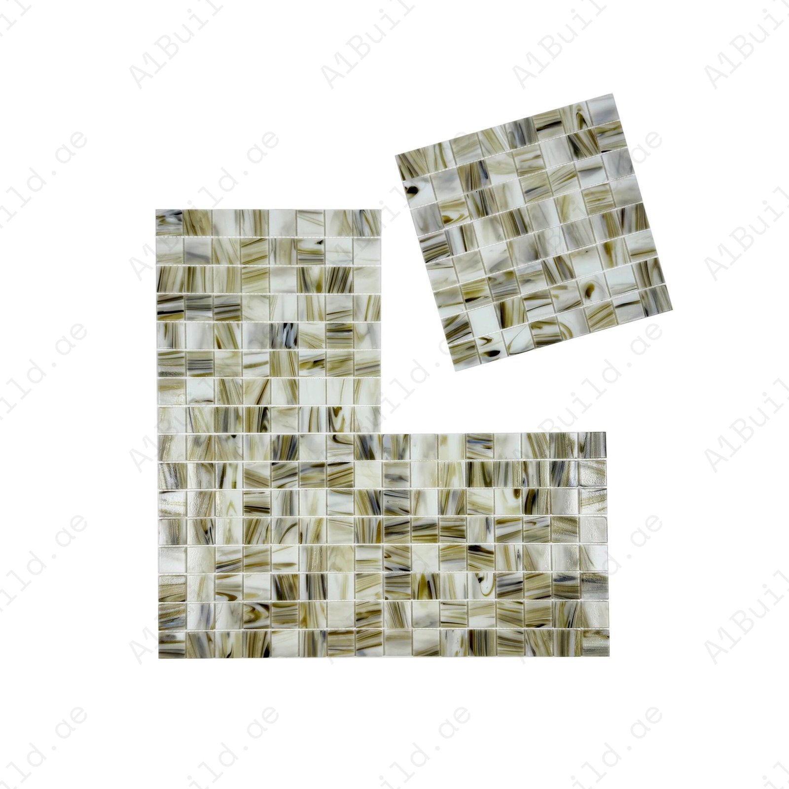 Glacial Artistry Series Olive Green & Saga Green & Milky white mixed Cloud Hot Melt Glass Mosaic - Image 2