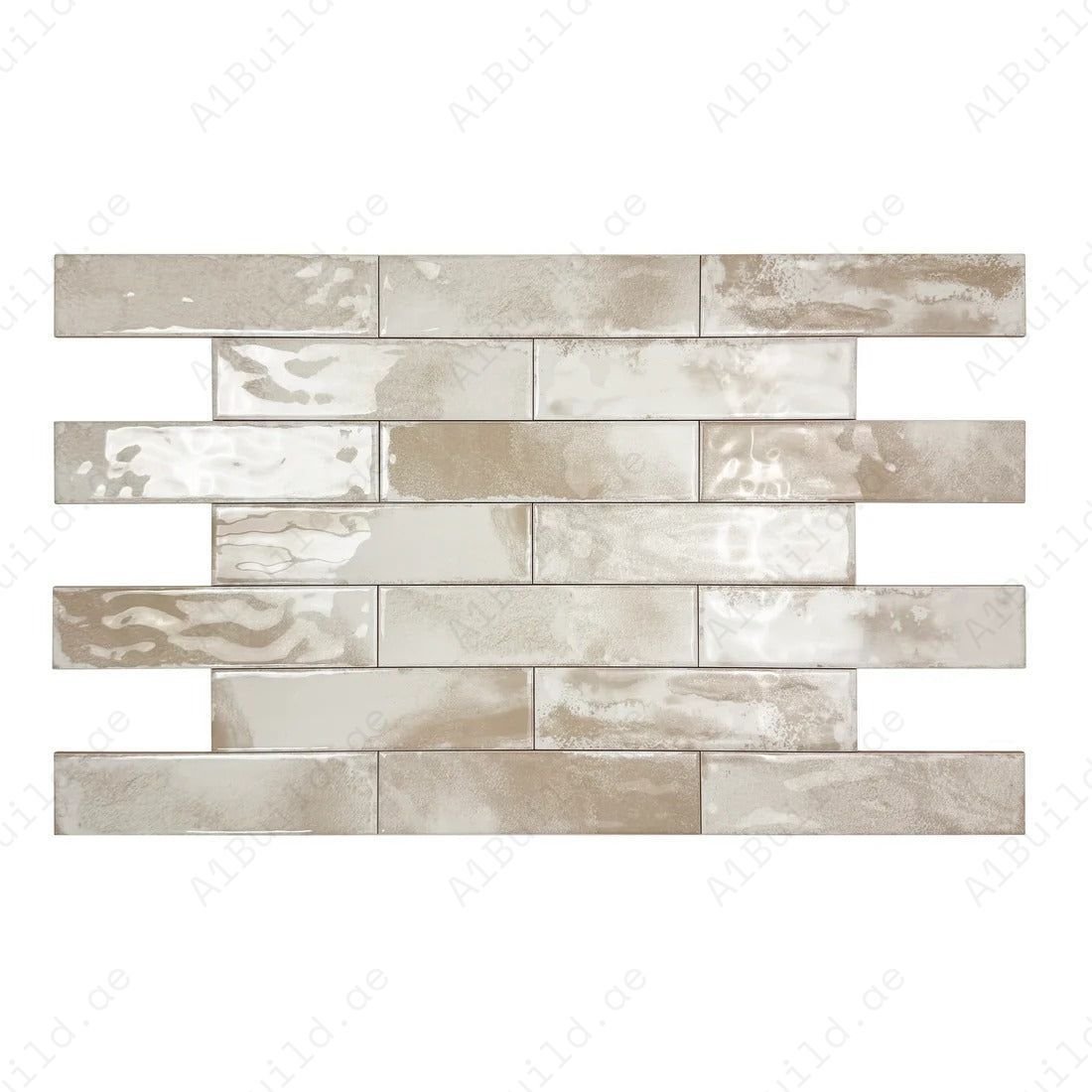 Lustre Vintage Chiffon White Glossy Ceramic Artisanal Tile - Image 2