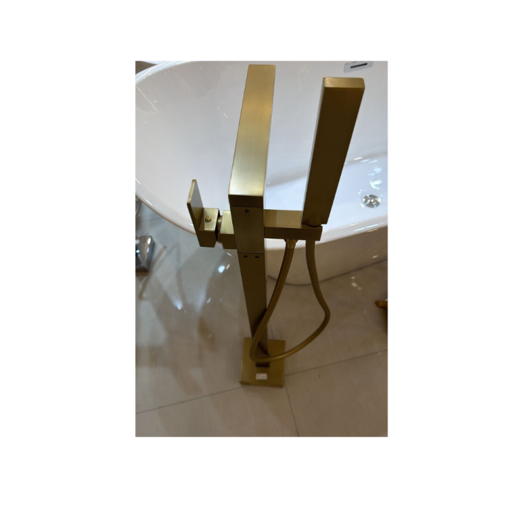 Gold matte freestanding bathtub mixer