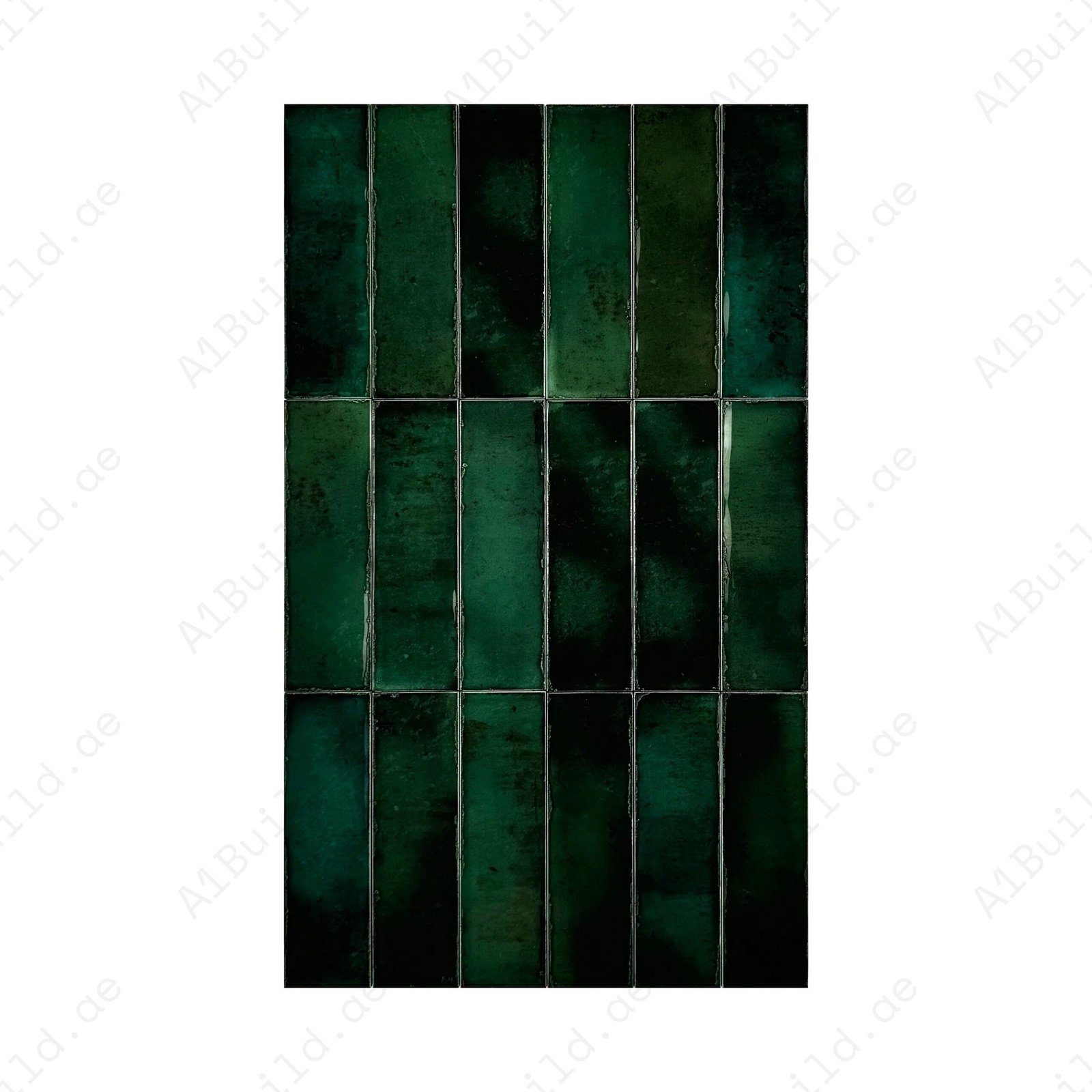 Green Glossy Glazed Ceramic Artisanal Tile