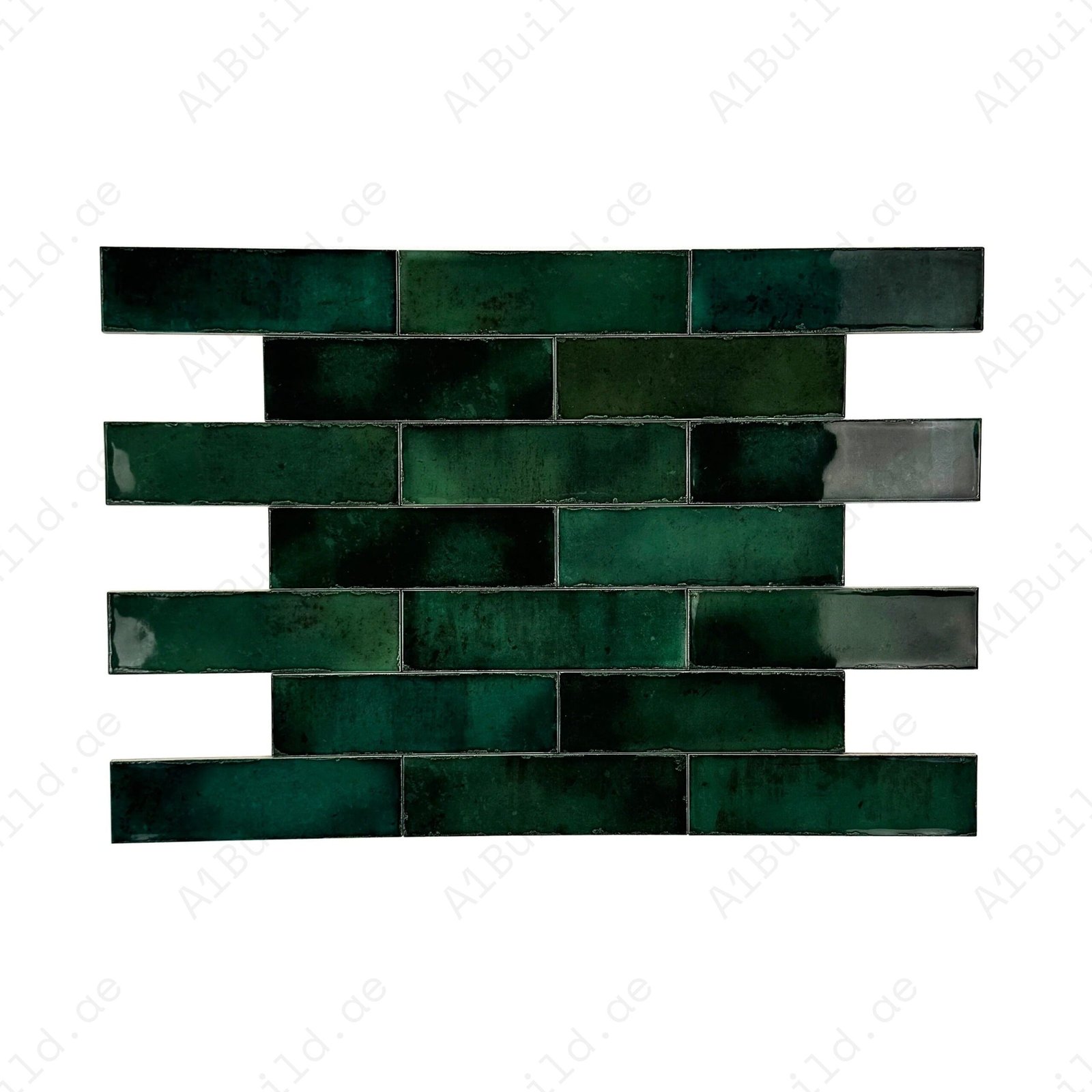 Green Glossy Glazed Ceramic Artisanal Tile - Image 2