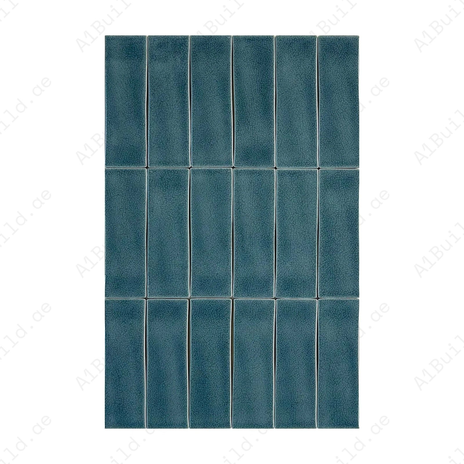 Grey Green Glossy Crackle Porcelain Artisanal Tile
