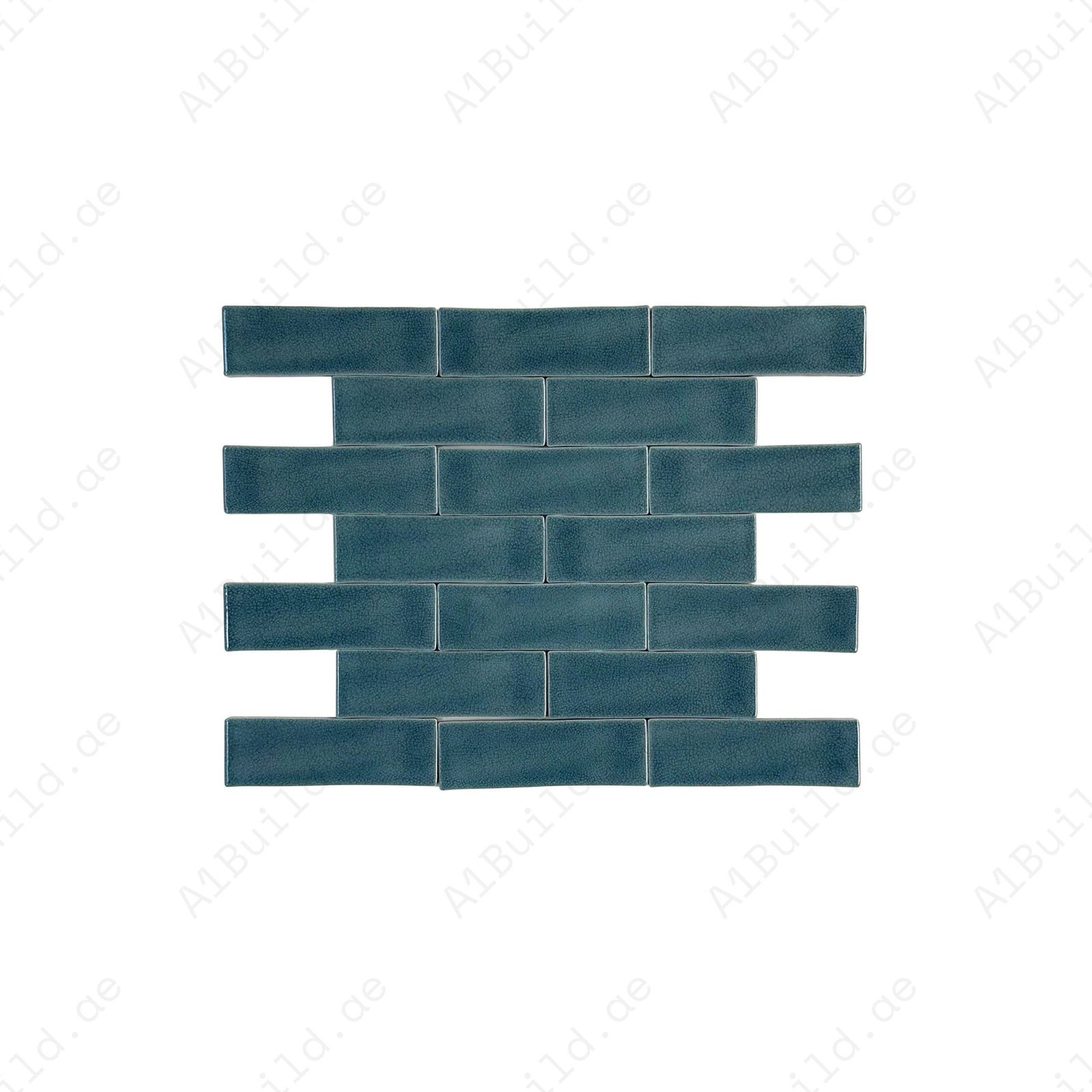 Grey Green Glossy Crackle Porcelain Artisanal Tile - Image 2