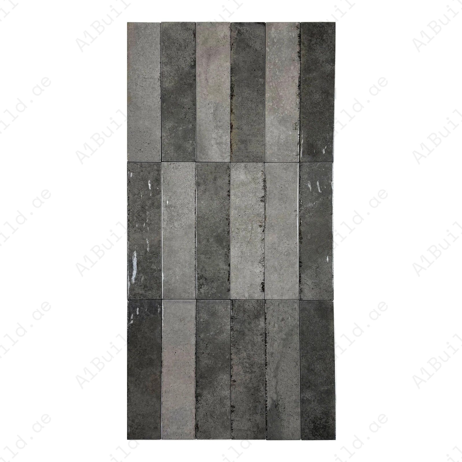 Grey Mixed Glossy Porcelain Artisanal Tile