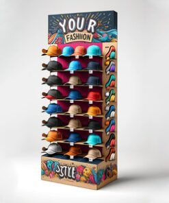 Promotion Fsdu Pop Floor Standing Wall Cardboard Baseball Bucket Hat Rack Display Hat Display Stand